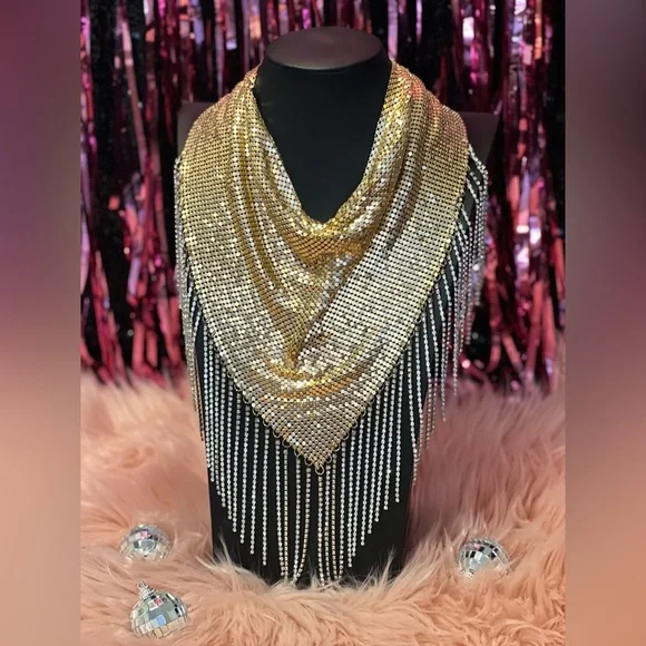 Gold Rhinestone Bandana, Nashville, Game Day, Dolly Parton, Cowgirl - Picture 1 of 2